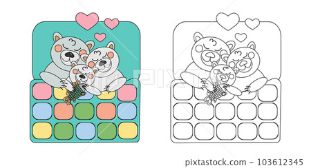 coloring book sleeping family of polar cartoon bears 103612345
