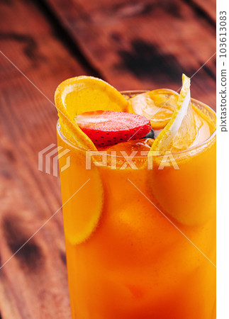 Sweet Refreshing Pimms Cup Cocktail with Fruit 103613083