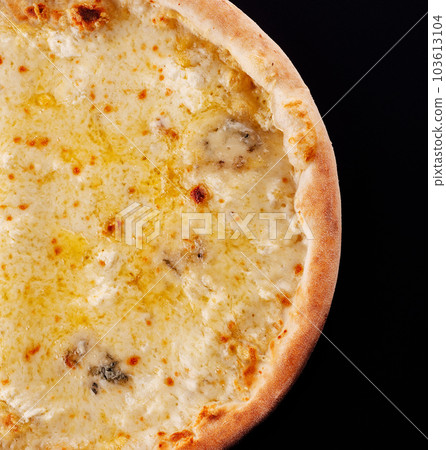 Pizza four cheeses on a black background 103613104