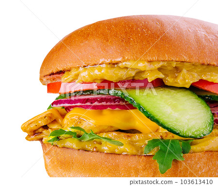 grilled chicken fillet Burger isolated on white 103613410