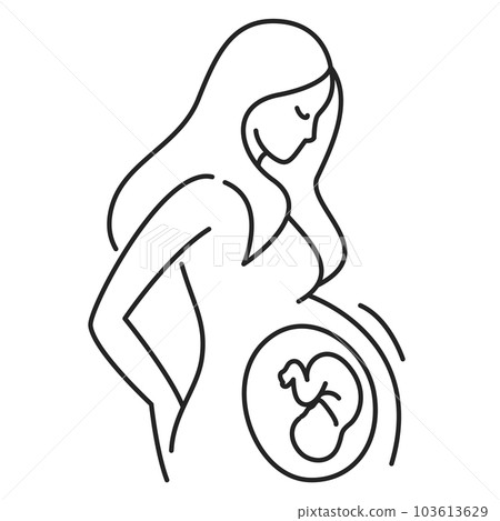 Pregnanat woman icon. Young woman expecting baby Pregnanat woman icon. Young woman expecting baby 103613629