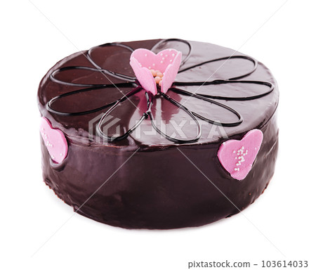 cake in chocolate icing isolated on white cake in chocolate icing isolated on white 103614033