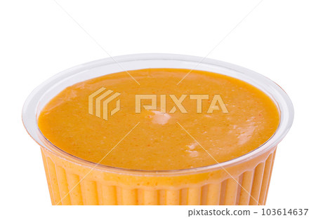 Typical american smooth yellow mustard in round dish Typical american smooth yellow mustard in round dish 103614637