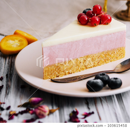 Delicious cheese cake with jellied layer 103615458