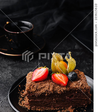 Piece of Chocolate Napoleon cake Piece of Chocolate Napoleon cake 103615610