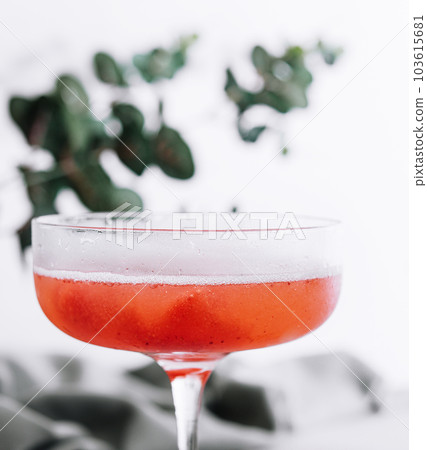 refreshing strawberries summer drink with champagne refreshing strawberries summer drink with champagne 103615681