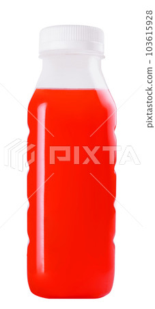 Plastic bottle of organic fresh strawberry juice 103615928