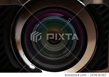Closeup view of modern digital video projector 103616387