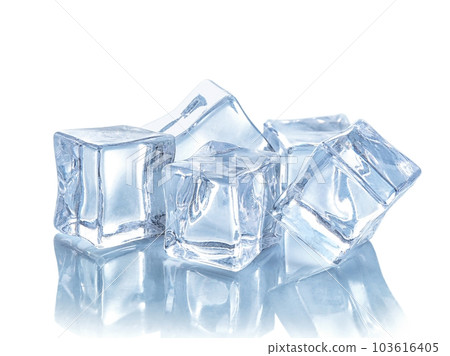 Crystal clear ice cubes isolated on white 103616405