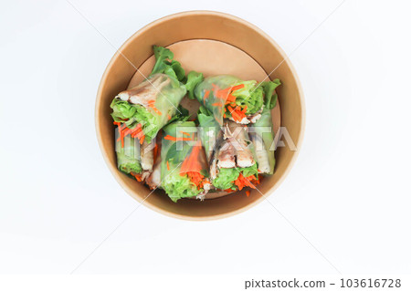 mackerel rolls, fish rolls or vegetable rolls or fresh spring rolls 103616728