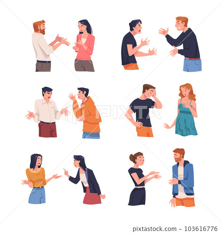 Angry Man and Woman Arguing Having Conflict with Each Other Vector Set Angry Man and Woman Arguing Having Conflict with Each Other Vector Set 103616776