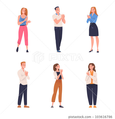 People Character Standing and Clapping Their Hands as Applause and Ovation Gesture Vector Illustration Set People Character Standing and Clapping Their Hands as Applause and Ovation Gesture Vector Illustration Set 103616786