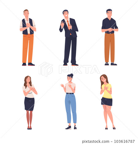 People Character Standing and Clapping Their Hands as Applause and Ovation Gesture Vector Illustration Set People Character Standing and Clapping Their Hands as Applause and Ovation Gesture Vector Illustration Set 103616787