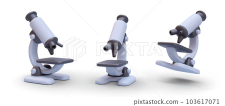 Set of 3d realistic microscope with shadow isolated on white background. Vector illustration 103617071