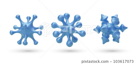 Set of realistic 3d viral cells with shadow isolated on white background. Vector illustration 103617073