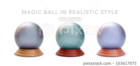 Set of 3d realistic magic and mystical balls with shadow isolated on white background. Vector illustration 103617075