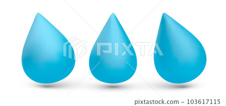 Set of 3d realistic blue water drops with... - Stock Illustration ...