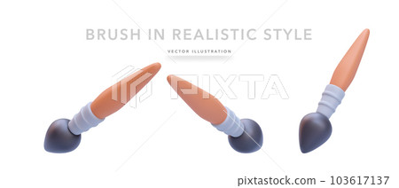 Set of 3d realistic brush isolated on white background. Vector illustration Set of 3d realistic brush isolated on white background. Vector illustration 103617137