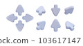 Set of 3d realistic gray arrow icons isolated on white background. Vector illustration 103617147