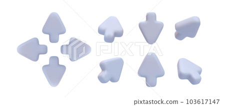 Set of 3d realistic gray arrow icons isolated on white background. Vector illustration Set of 3d realistic gray arrow icons isolated on white background. Vector illustration 103617147