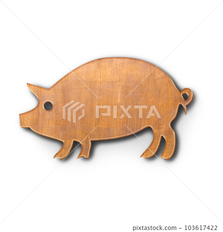 Close up view wooden cutting board with pig shape fit for kitchen concept. Close up view wooden cutting board with pig shape fit for kitchen concept. 103617422