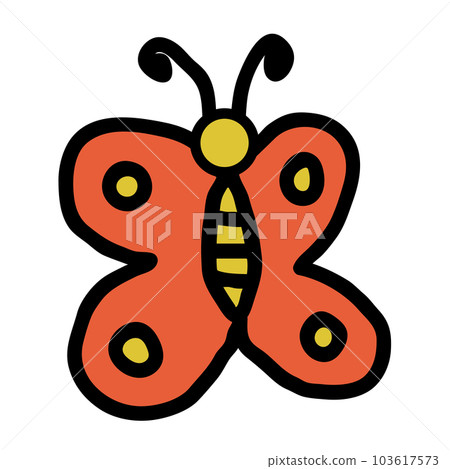 Cartoon doodle linear butterfly isolated on white background. Cartoon doodle linear butterfly isolated on white background. 103617573