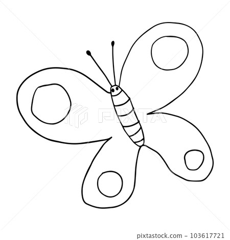 Cartoon doodle butterfly isolated on white background. Cute wild insect. Cartoon doodle butterfly isolated on white background. Cute wild insect. 103617721