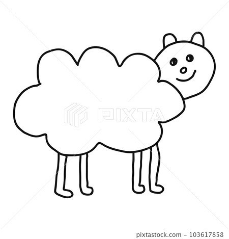 Cartoon doodle linear sheep isolated on white background. Cartoon doodle linear sheep isolated on white background. 103617858