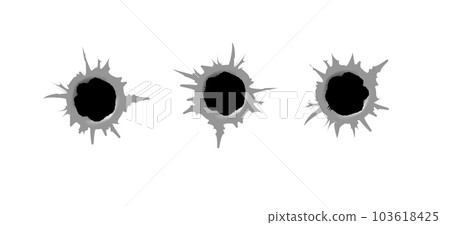 Bullet hole. Realistic metal bullet hole, damage effect. Vector Bullet hole. Realistic metal bullet hole, damage effect. Vector 103618425