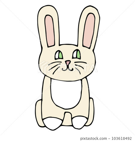 Cartoon doodle linear funny bunny, rabbit isolated on white background. 103618492