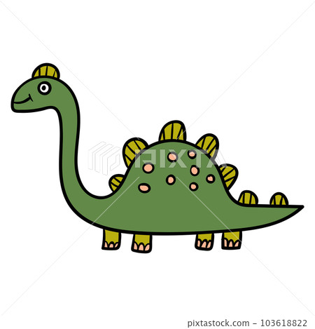 Cartoon doodle linear dinosaur, stegosaurus isolated on white background. 103618822