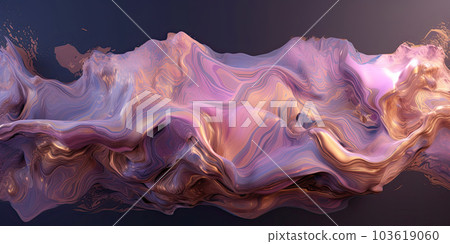 Pink and golden swirls morphing abstract fluid art 103619060