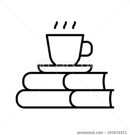 Stack of books and mug. Coffee cup on stack of books isolated white background. Stack of books and mug. Coffee cup on stack of books isolated white background. 103619351