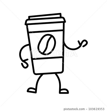 Cartoon cup of coffee. Paper cup of coffee character mascot on white background. Cartoon cup of coffee. Paper cup of coffee character mascot on white background. 103619353