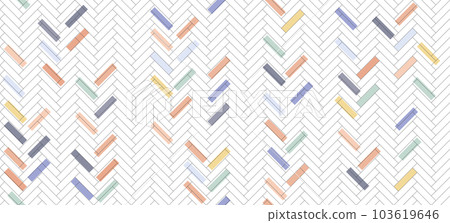 Herringbone wallpaper, floor, kitchen vector seamless tile pattern. Herring bone texture. Ceramic bright zigzag print banner. 103619646