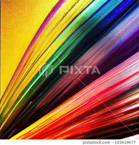 Background of bright beams of rainbow colors. Iridescent vivid brush strokes. AI-generated 103619677