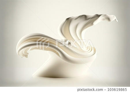 Milk splash with drops flying away. Splasj crown in the white milk. Generated AI. Milk splash with drops flying away. Splasj crown in the white milk. Generated AI. 103619865