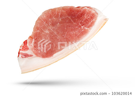 Piece of pork. Big piece of pork isolated on white background. A piece of juicy pork isolated on a white background for inserting into a design, project or for an advertising banner. 103620014
