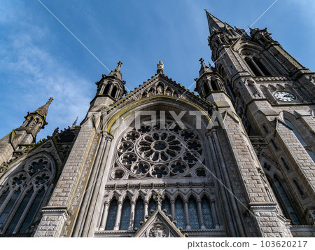 Roman Catholic cathedral, Gothic style. The Cathedral Church of St Colman known as Cobh Cathedral, or Queenstown Cathedral, single-spire cathedral in Ireland. 103620217