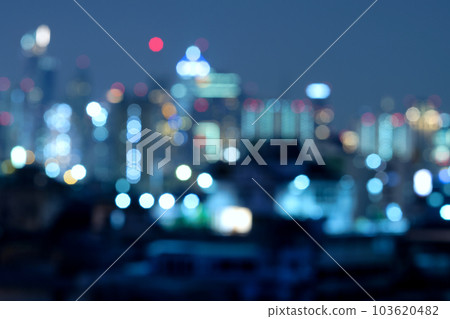 Abstract blurred cityscape of Krung Thep Maha Nakhon (Bangkok) on night scene background 103620482