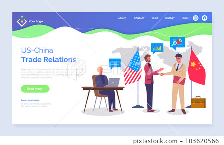 Trade relations between US China, collaboration of partners, successful deal, partners shaking hands Trade relations between US China, collaboration of partners, successful deal, partners shaking hands 103620566