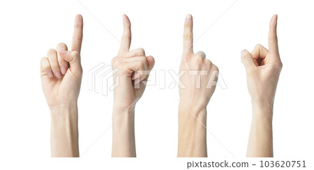 a collage of hands showing number one, isolated on white background 103620751