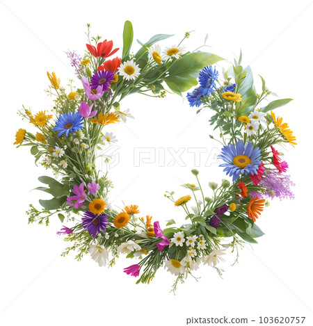 Beautiful wildflower wreath for bridal. Generative AI. Transparent PNG 103620757