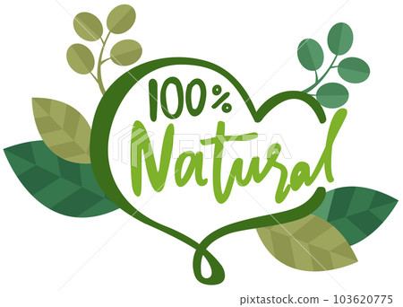 Love to organic, eco friendly products, natural lettering and heart isolated on white background 103620775