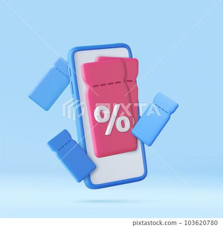 3D Gift Coupon on mobile phone. 103620780