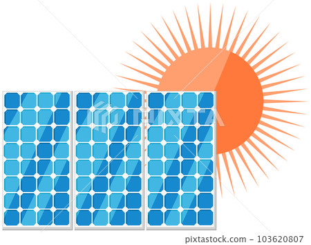Solar panels vector illustration. Production of energy. Creation of eco friendly electricity Solar panels vector illustration. Production of energy. Creation of eco friendly electricity 103620807