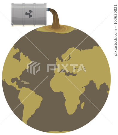 Radioactive substance is poured out of container, dangerous for planet vector illustration Radioactive substance is poured out of container, dangerous for planet vector illustration 103620821