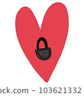 Heart symbol with inside padlock closed  103621332