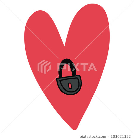 Heart symbol with inside padlock closed  103621332