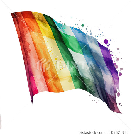 Watercolor rainbow flag. Illustration AI Generative 103621953